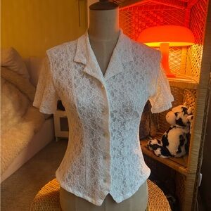 Elegant White Lace Women's Top